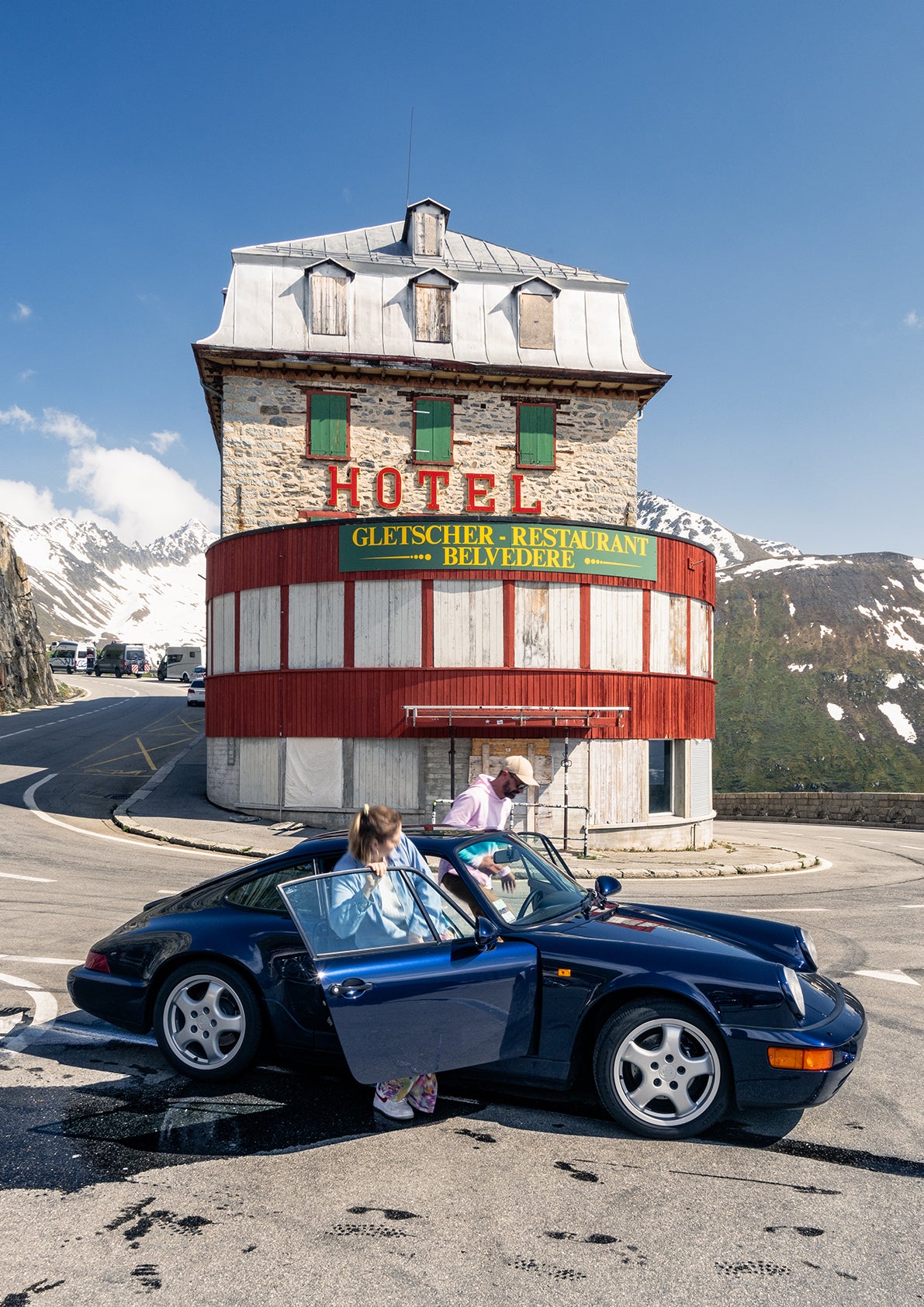 Porsche Carrera 2 Belvedere Hotel | Acrylic Print (A2 / A3)