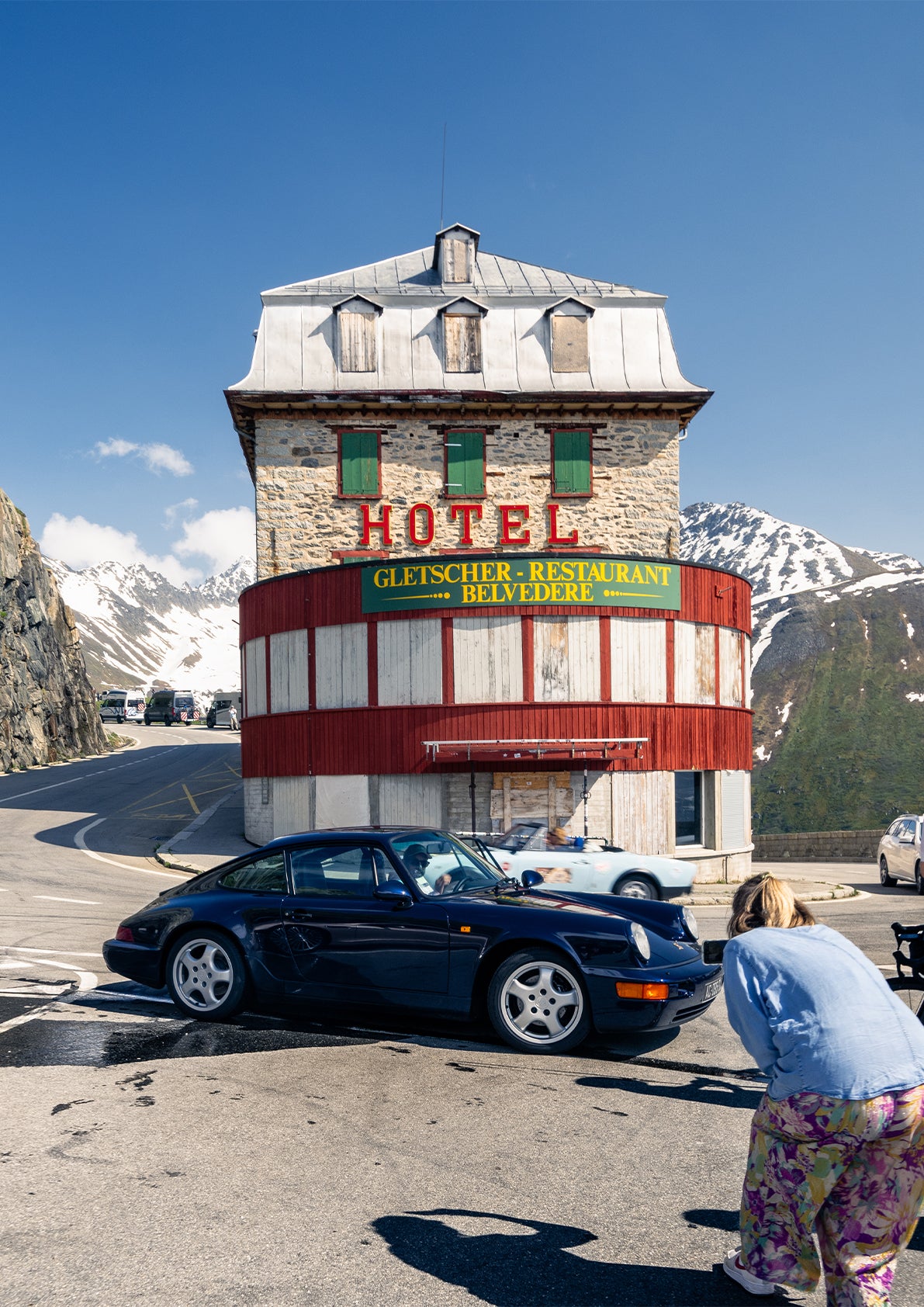 Porsche Carrera 2 Belvedere Hotel | Acrylic Print (A2 / A3)